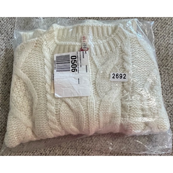 Anthropologie RAGA Kelyn Cropped Cable-Knit Sweater Pullover Ivory NWT SZ L - Picture 13 of 16